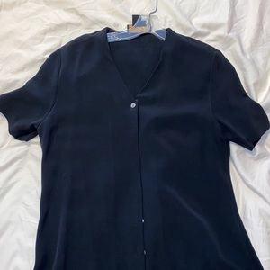 Dark blue button up blouse